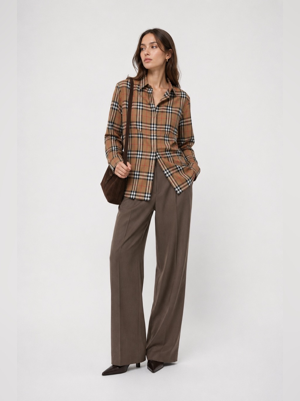 Burberry Tan Check Cotton Button Down Shirt 8